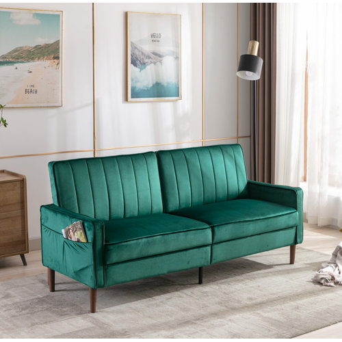 Mercer41 Jaded 69' Wide Modern Velvet Convertible Futon Loveseat Sofa